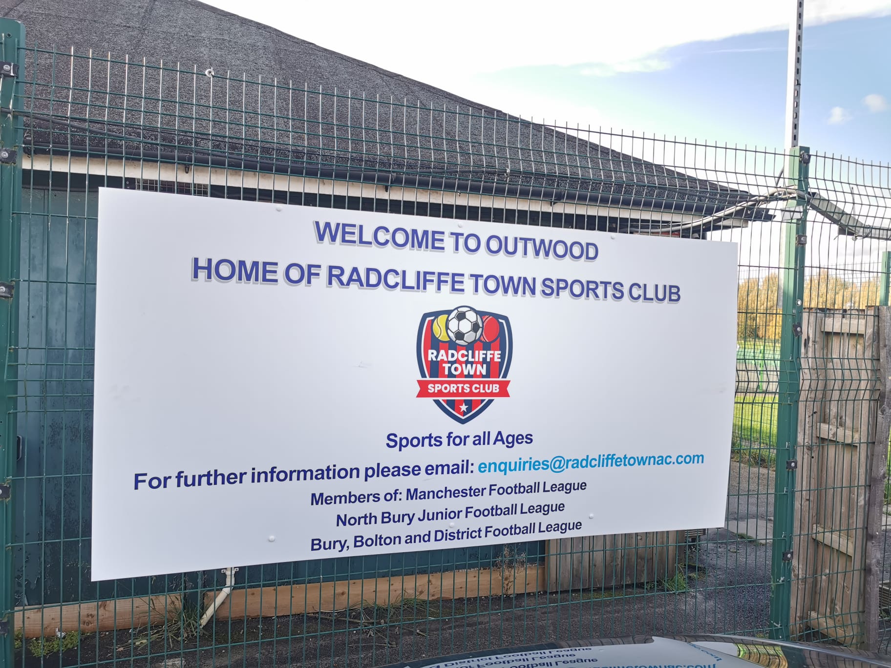 New Signage Welcomes Visitors to Outwood, Home of Radcliffe Town Sports Club!